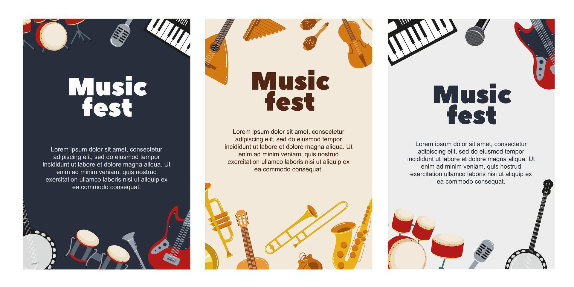 Celebrate music at an exciting festival featuring diverse instruments and vibrant performances vector