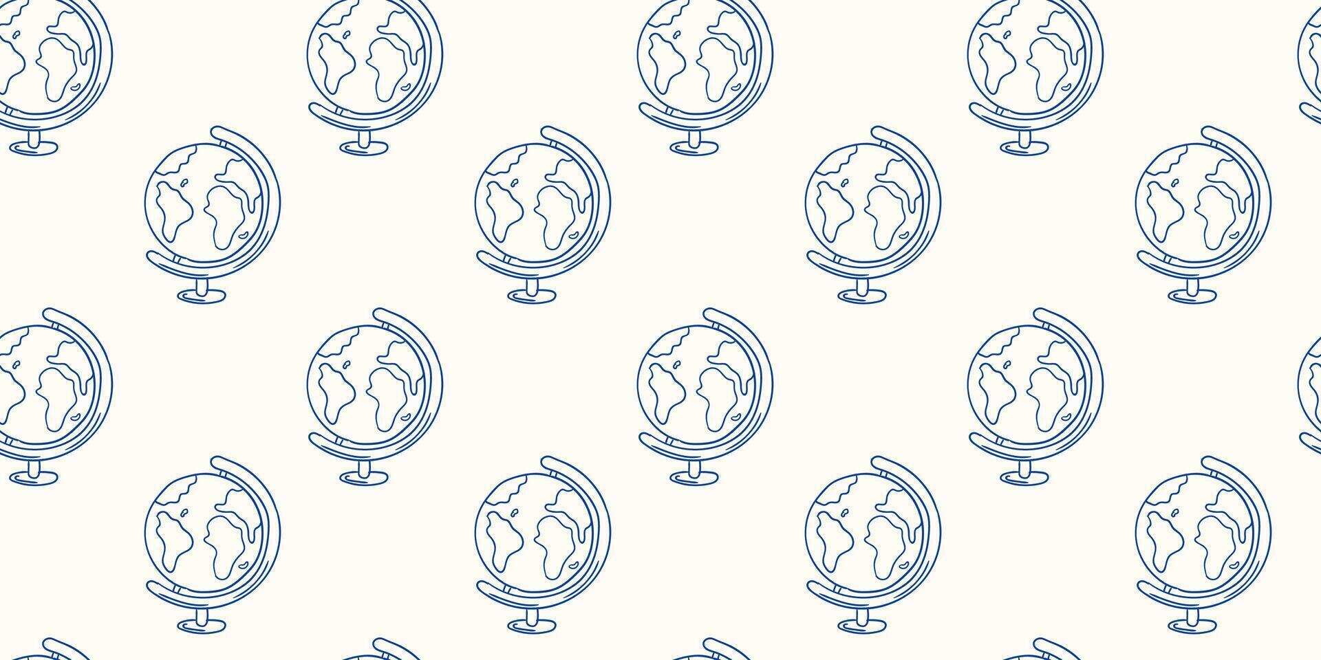 Repeated pattern of globes illustrating a world theme in a contemporary design vector