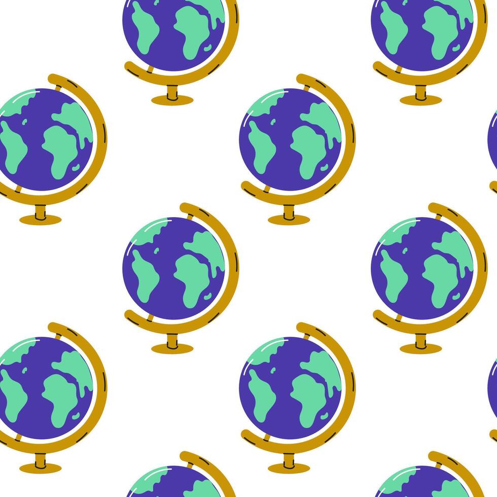 Colorful globes pattern showing Earth on a white background for educational purposes vector