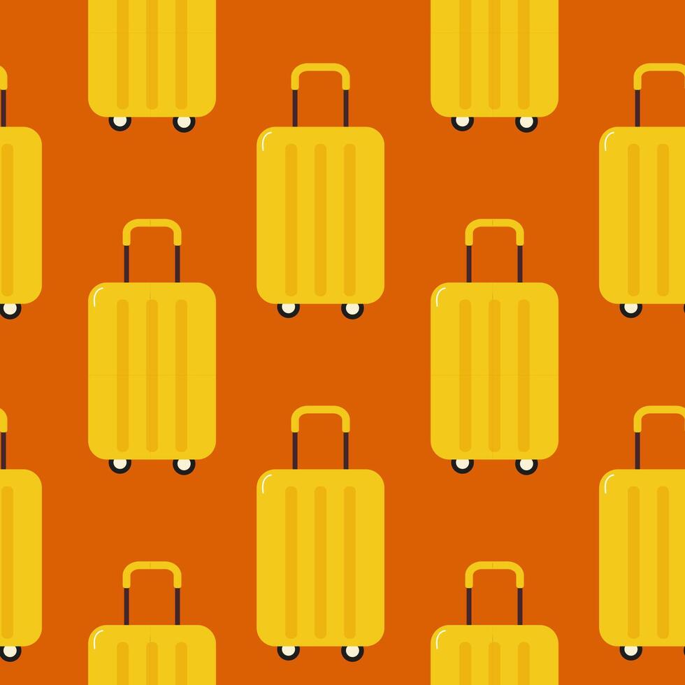 Bright yellow luggage against a vibrant orange background ideal for travel-themed designs vector