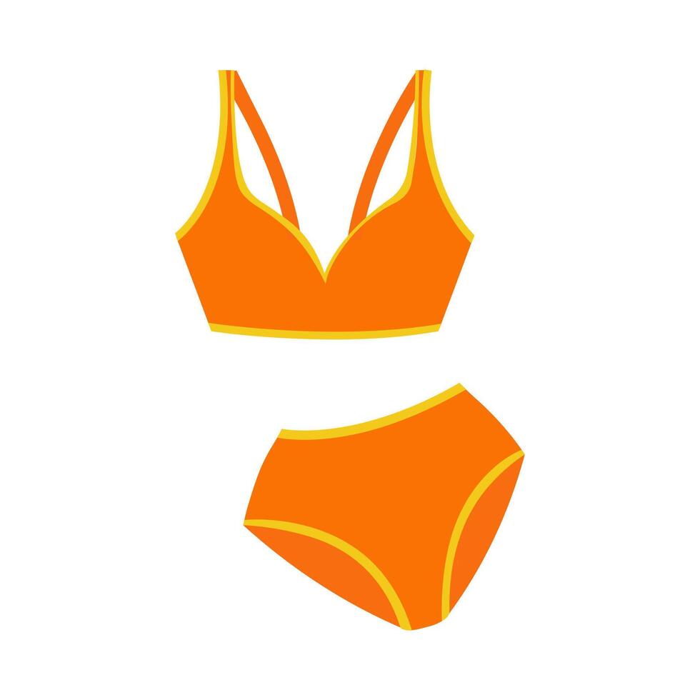 Bright orange swimwear set displayed against a plain background for summer fashion inspiration vector