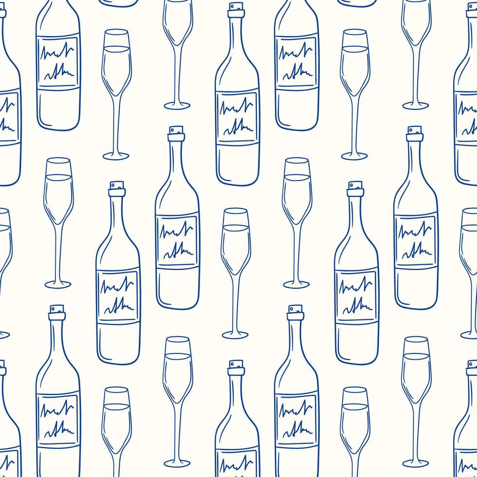 Bottles and glasses create a cheerful pattern celebrating social gatherings and good times vector