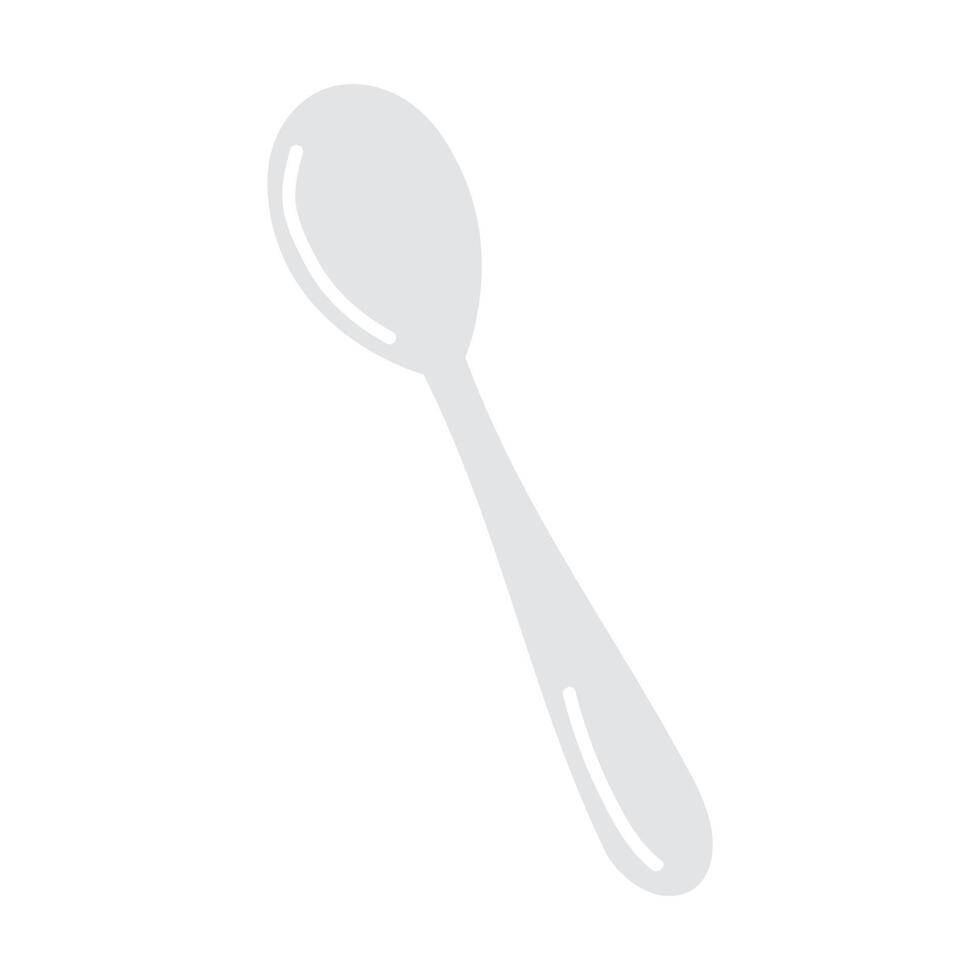 Simple silver spoon resting on a white background showcasing its sleek design and shape vector