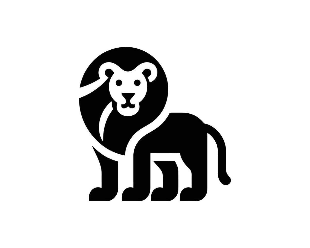 Iconic Black and White Lion Full Body Logo in Clean Minimal Style vector