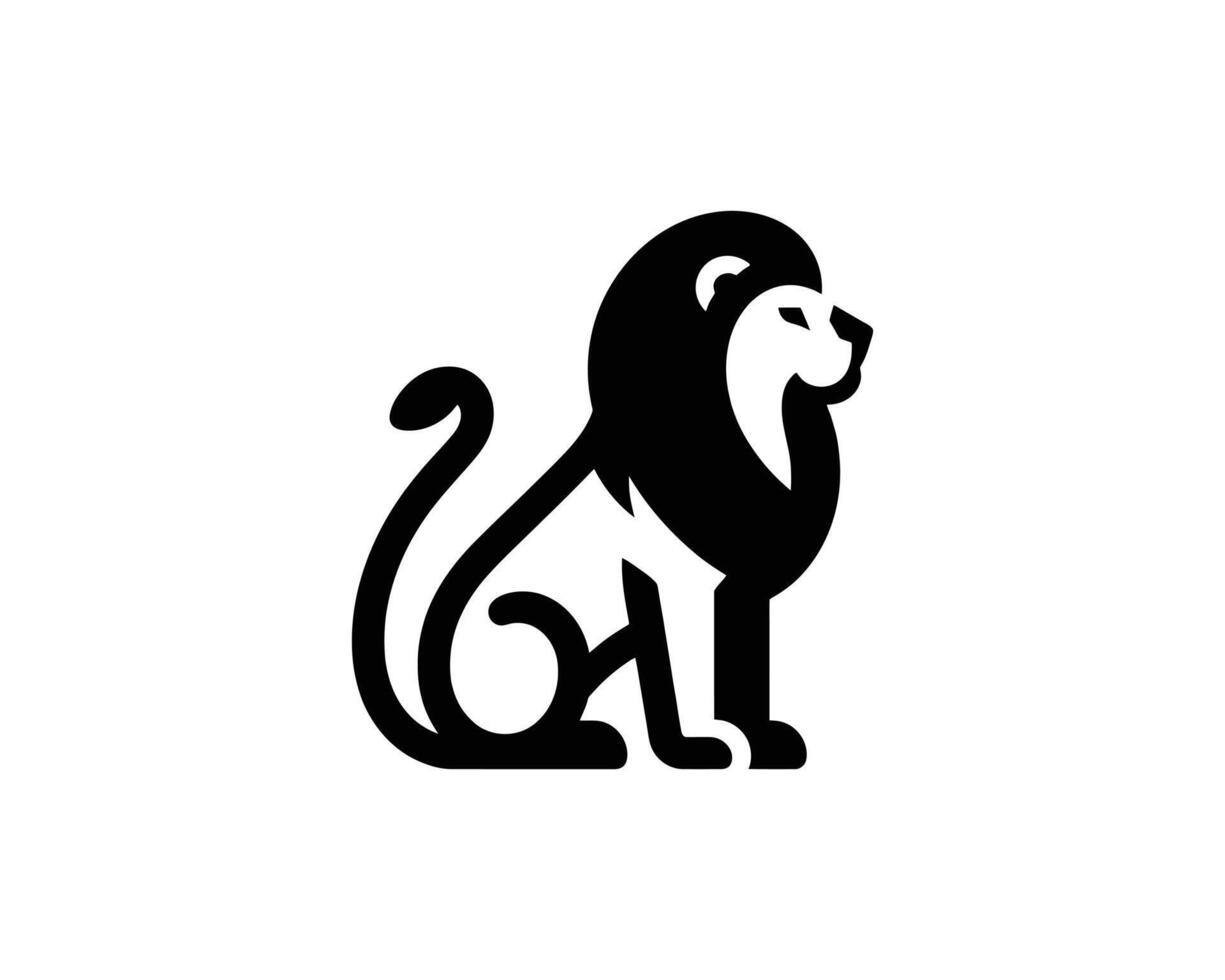 Lion Logo in Bold Black and White with Minimalist Full Body Icon vector
