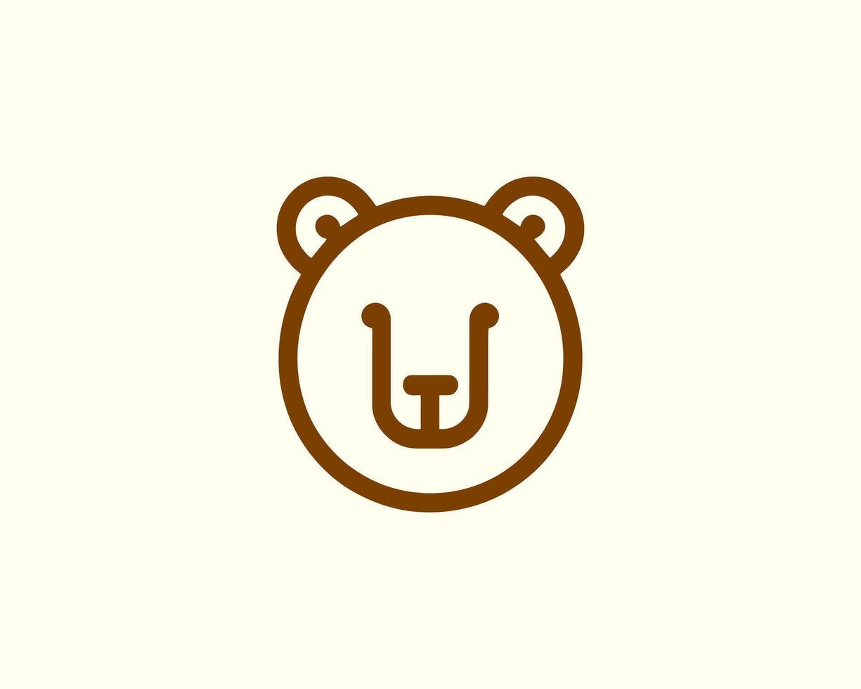 Bear logo in playful minimal line art style vector