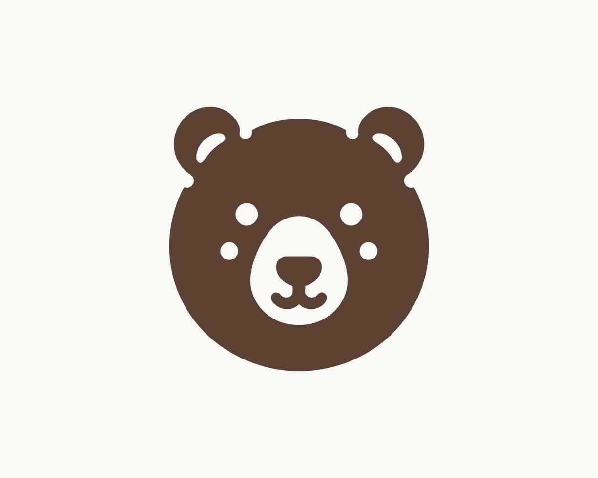 Bear logo icon in dark brown with smooth flat design vector