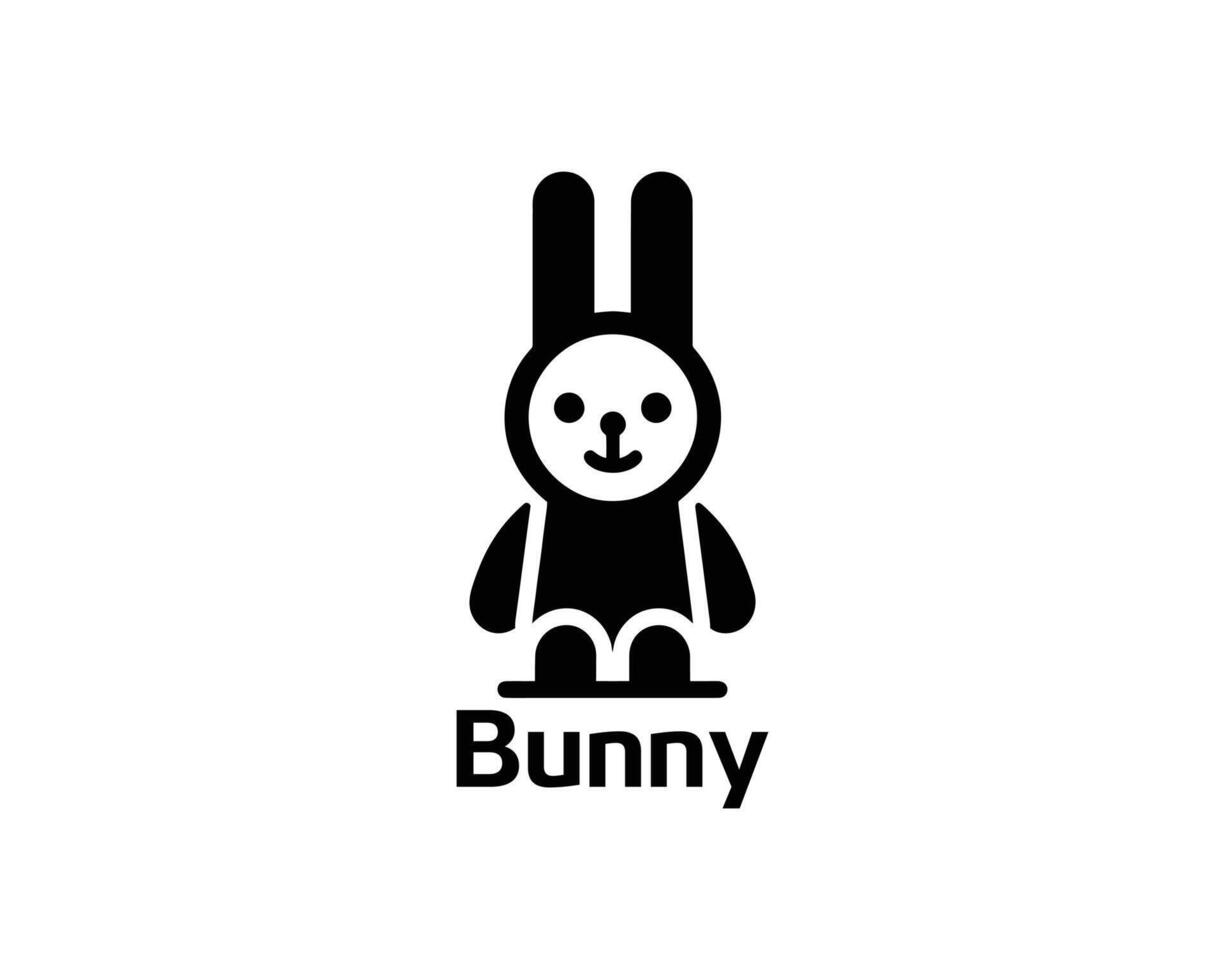 Cute bunny logo for kids brands in clean flat style vector