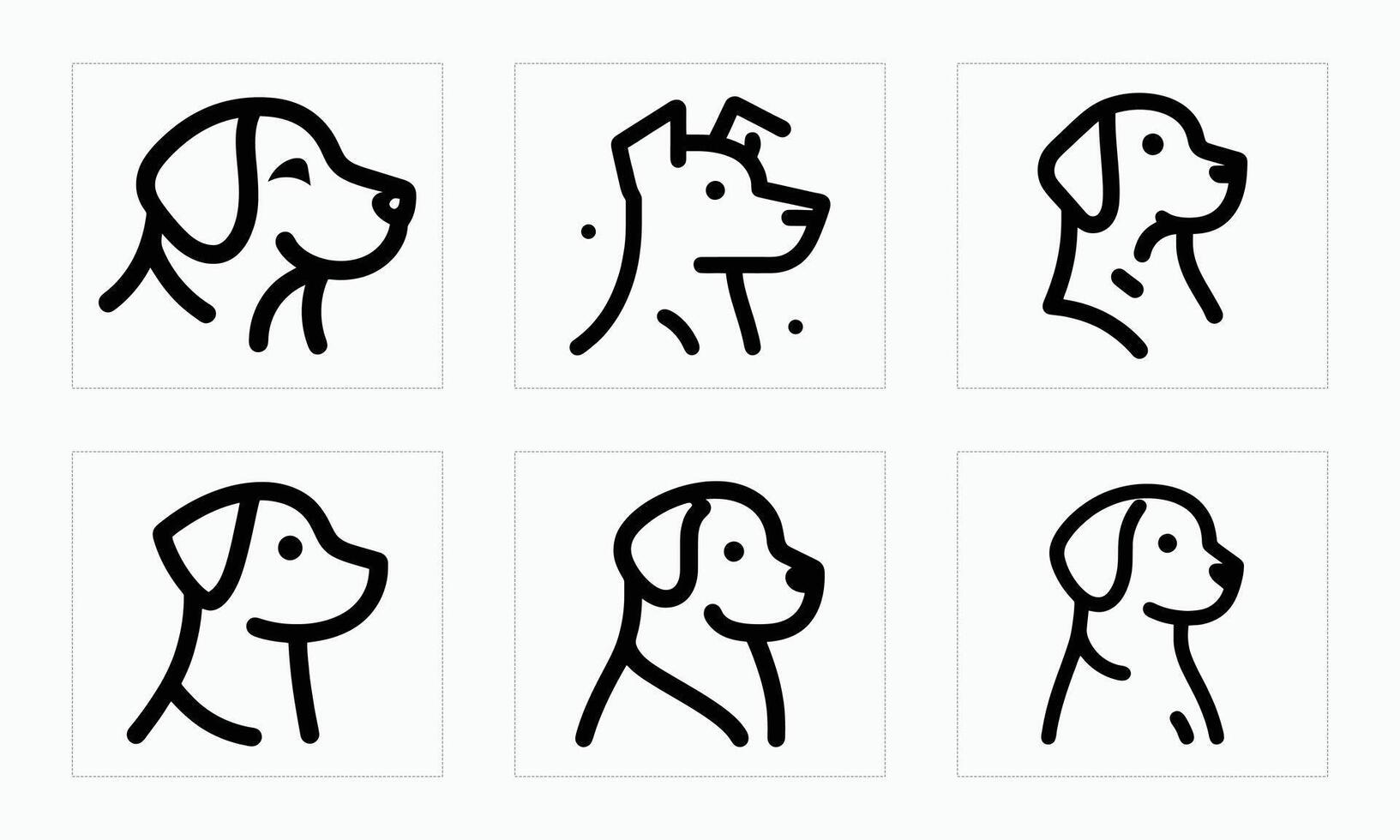 Collection of Dog Logo Icons in Clean Line Style vector
