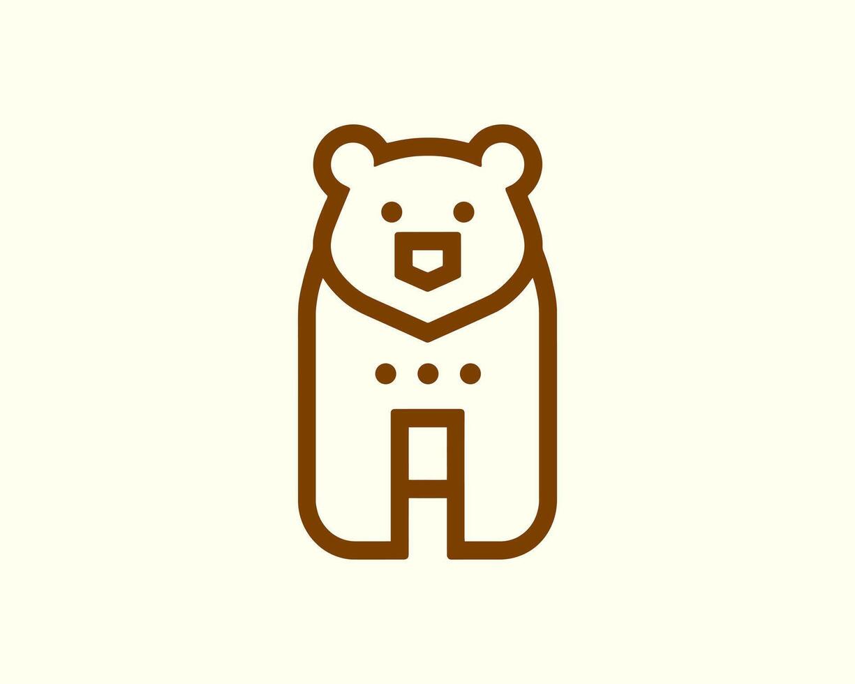 Bear logo clean minimal design with line art outline vector