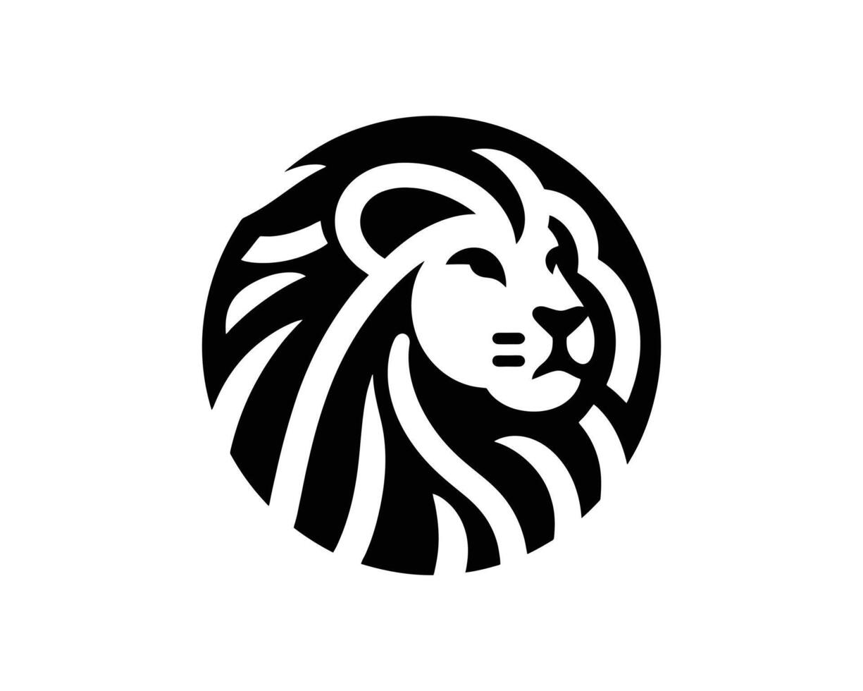 Simple Iconic Lion Head Logo in Black and White Clean Playful Style vector