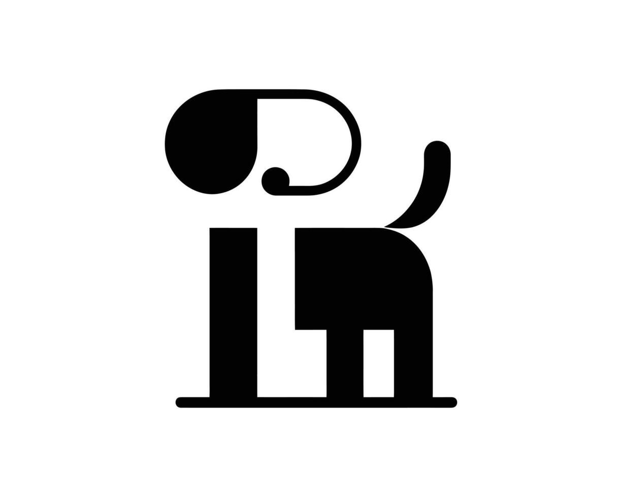 Minimalist Black and White Dog Icon for Pet Business Branding vector