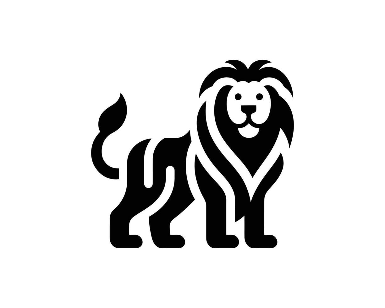 Creative Lion Full Body Icon in Minimalistic Monochrome Style vector