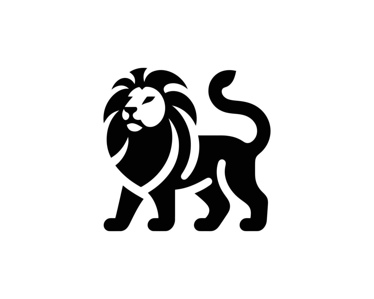 Lion logo in simple bold clean monochrome look vector