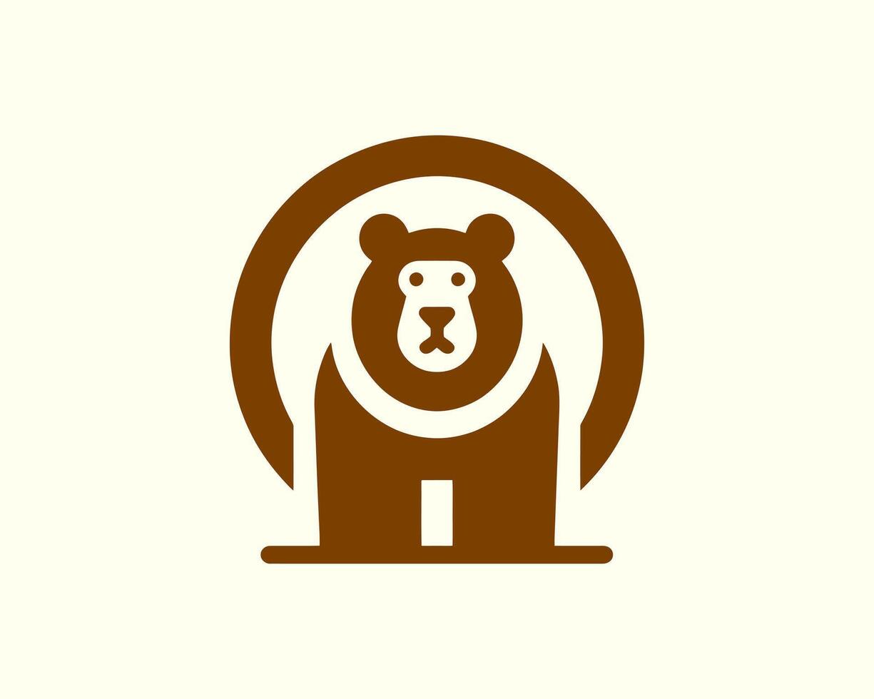 Bear logo in minimalist brown color for design perfect for branding vector