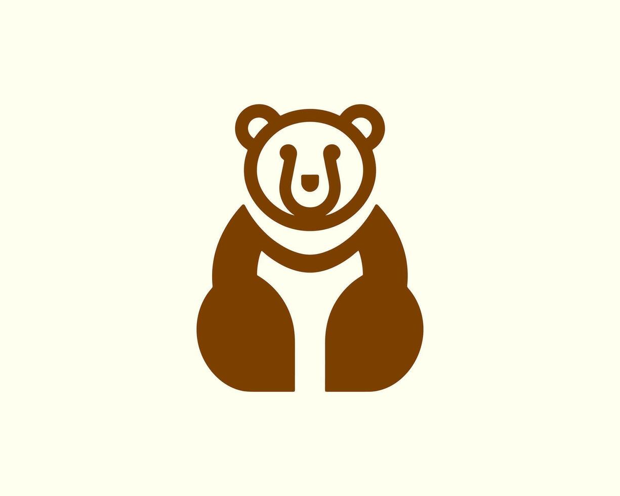 Bear logo icon in unique brown tone perfect for branding vector