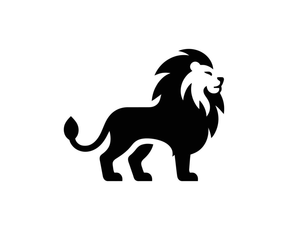 Clean Black and White Minimal Lion Logo with Playful Full Body Design vector