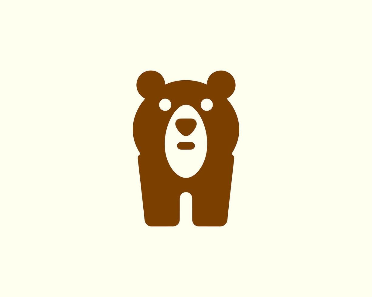 Bear logo icon in brown with smooth art perfect for branding vector