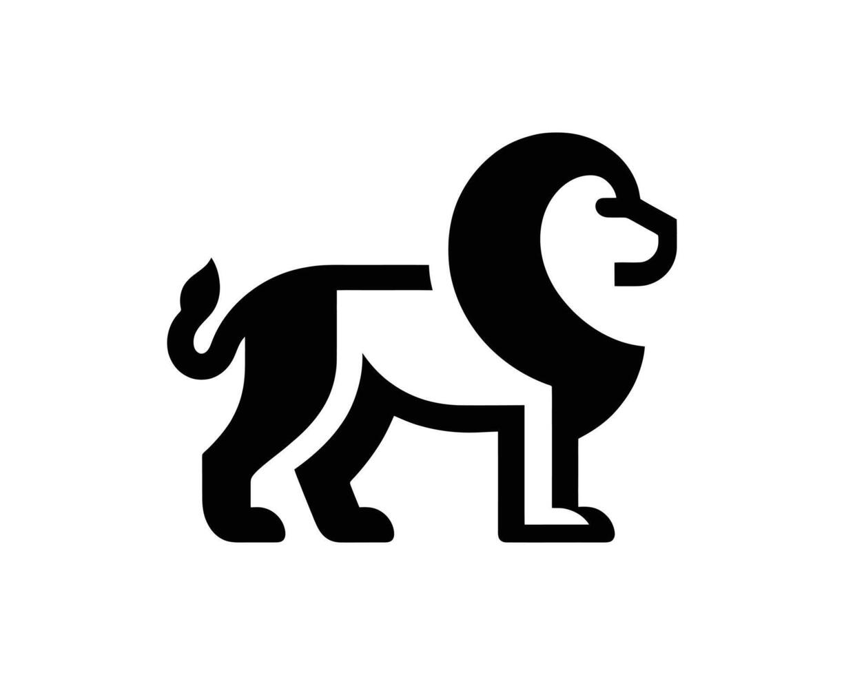 Minimal Lion Full Body Logo in Black and White for Clean Branding vector