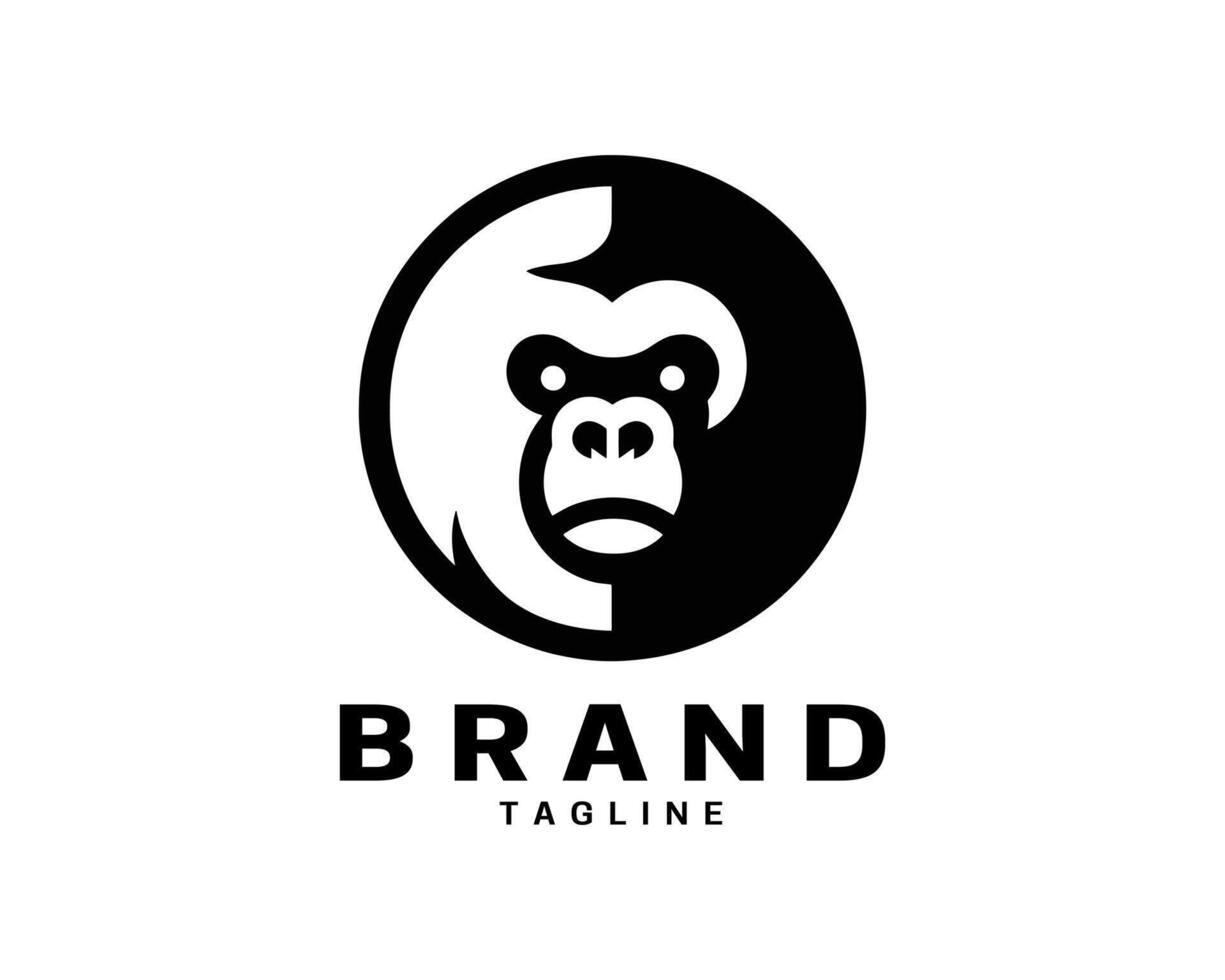 Circle gorilla head logo design vector