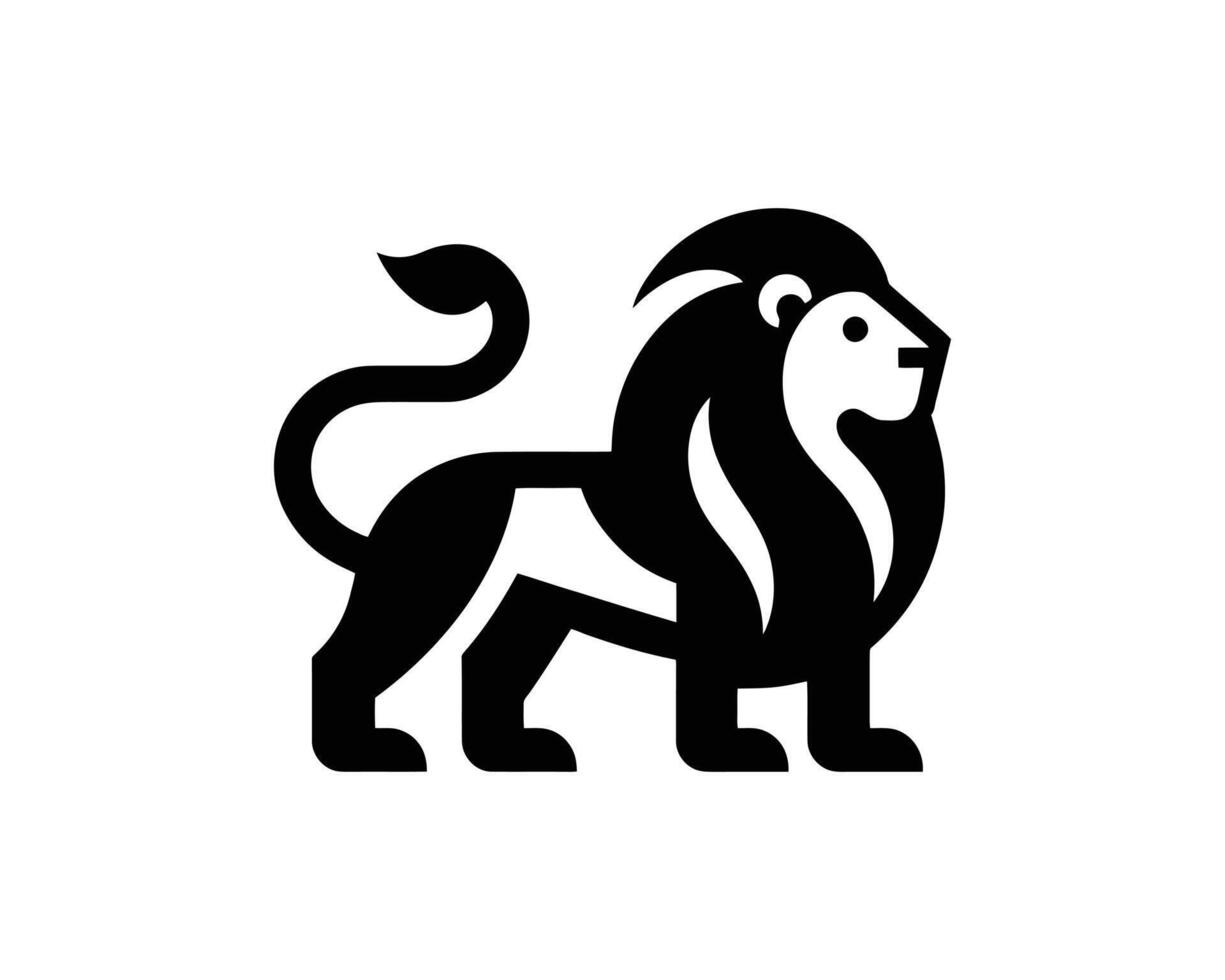 Iconic Lion Silhouette Logo in Clean Monochrome Style vector