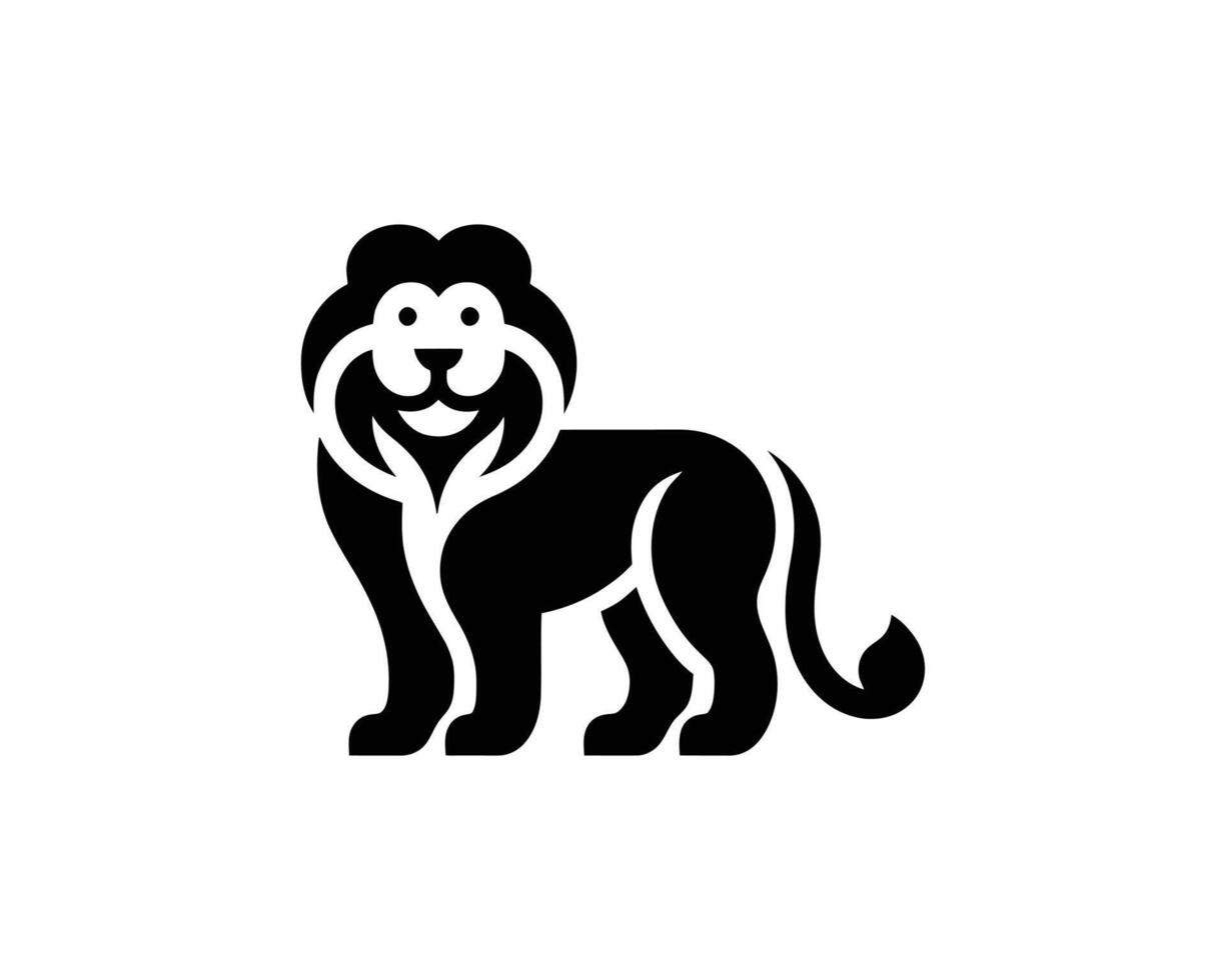 Clean and Playful Lion Full Body Logo in Minimalist Design vector