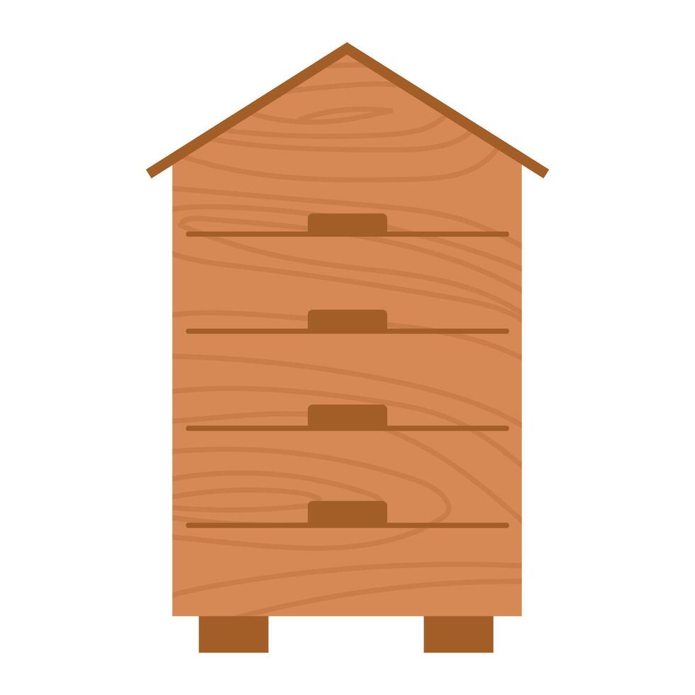 Wooden drawer cabinet design with four compartments for storage and organization vector