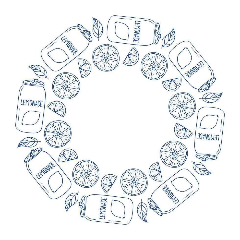 Creative lemonade design featuring cans and citrus on a circular layout vector