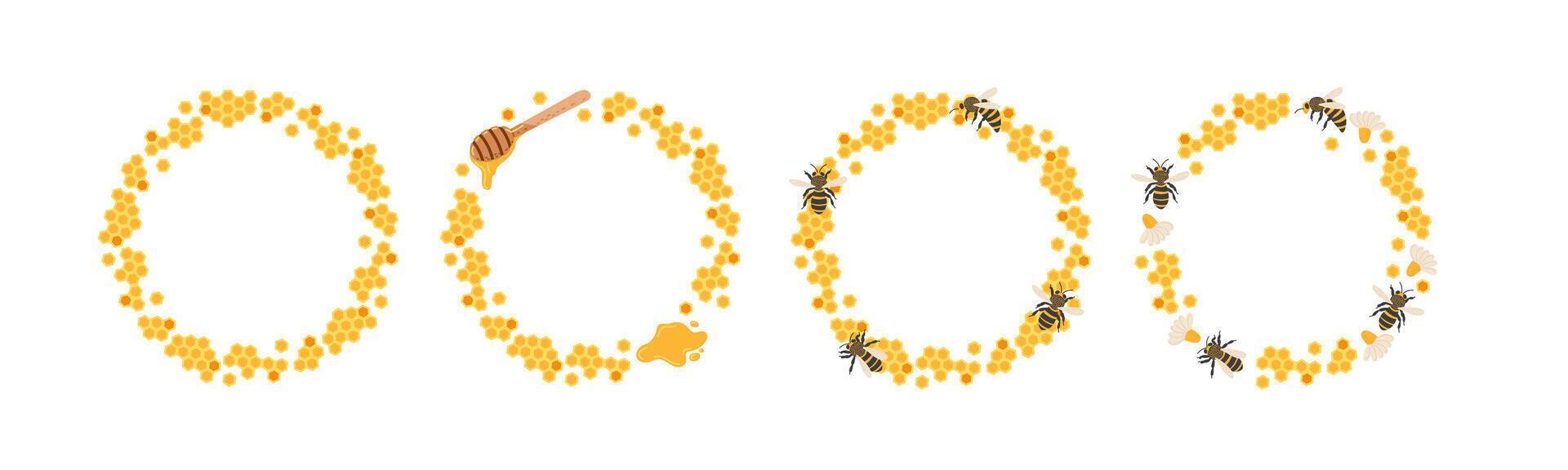 Beautiful honey and bee wreaths for a creative and natural design touch vector