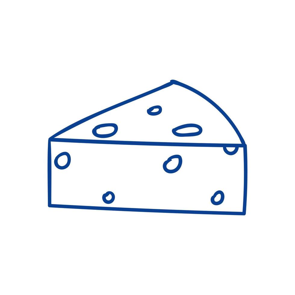 Cheese wedge with holes displayed in a simple and clear illustration style vector