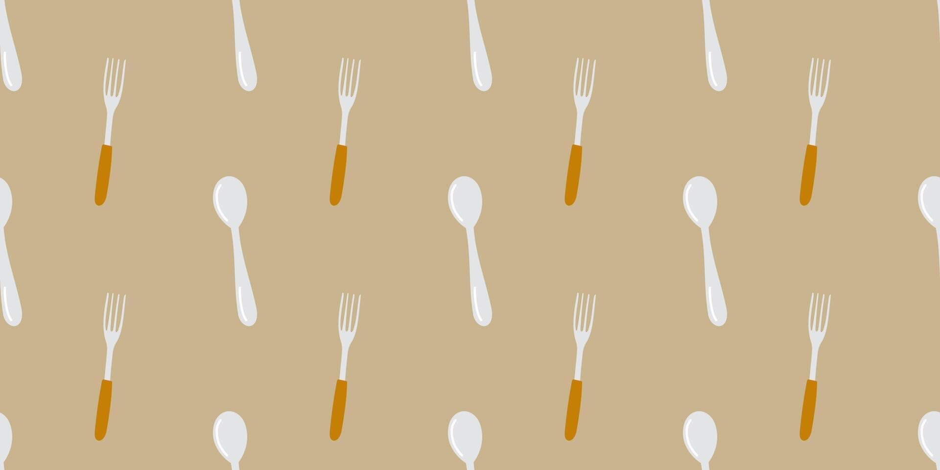 Colorful pattern of utensils on a beige background suitable for kitchen decor vector