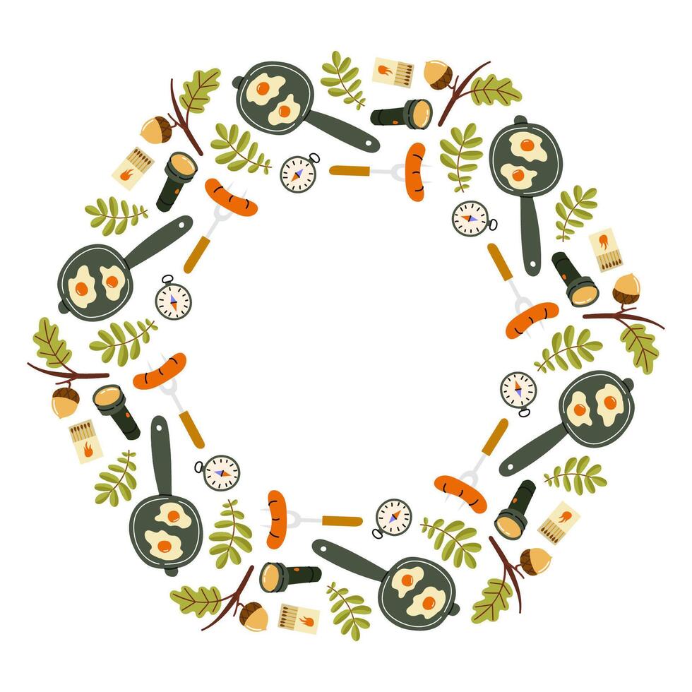 Cooking utensils and ingredients arranged in a circular pattern for culinary enthusiasts vector