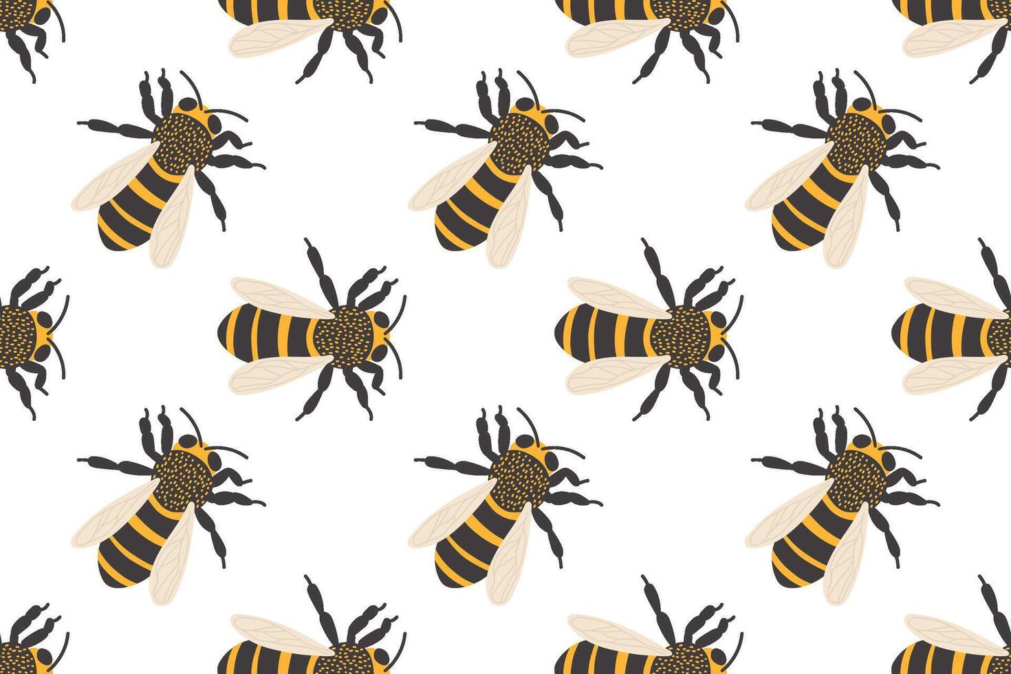 Colorful patterns of bees on a white background creating a striking design vector