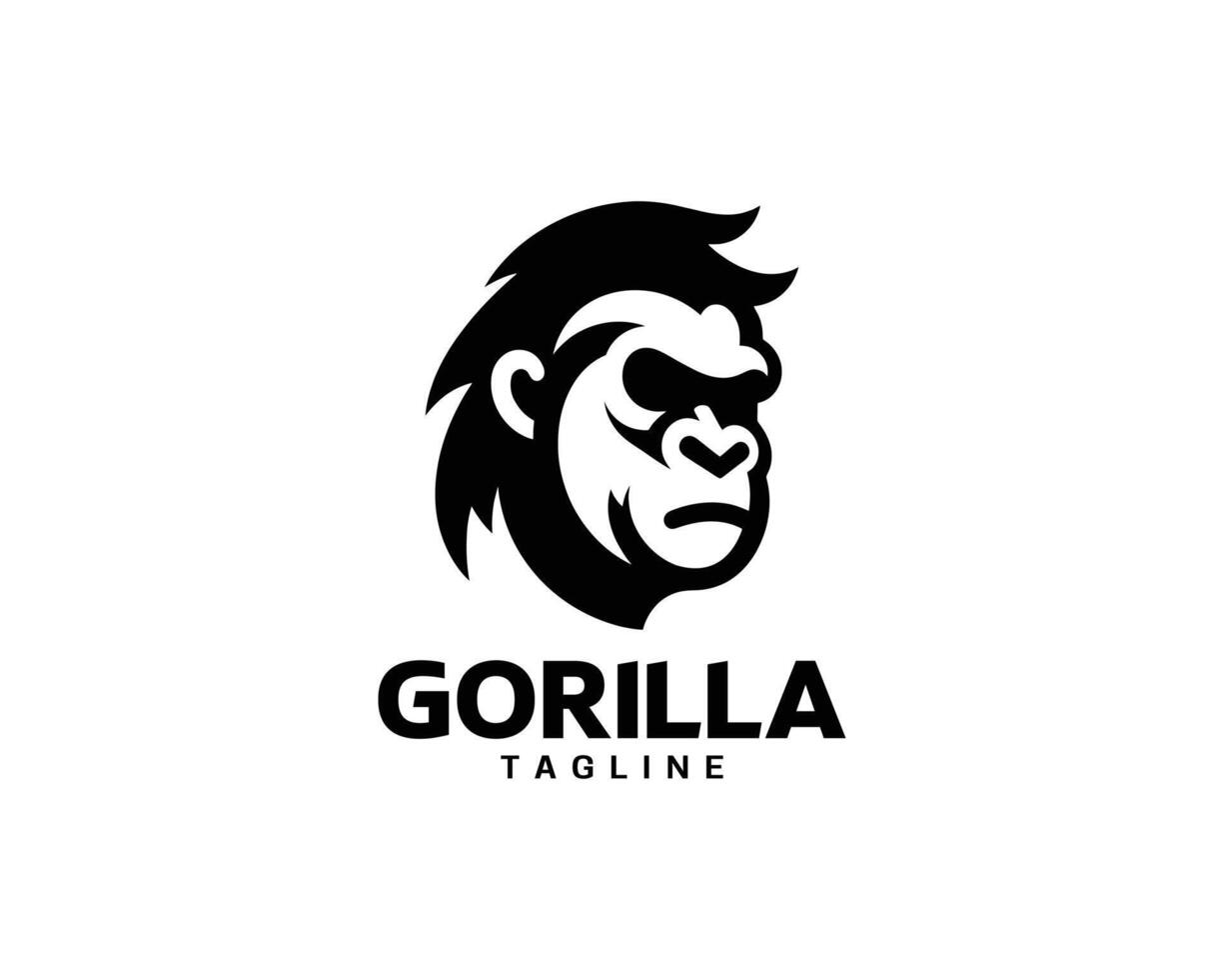 Gorilla head logo clean in flat style vector