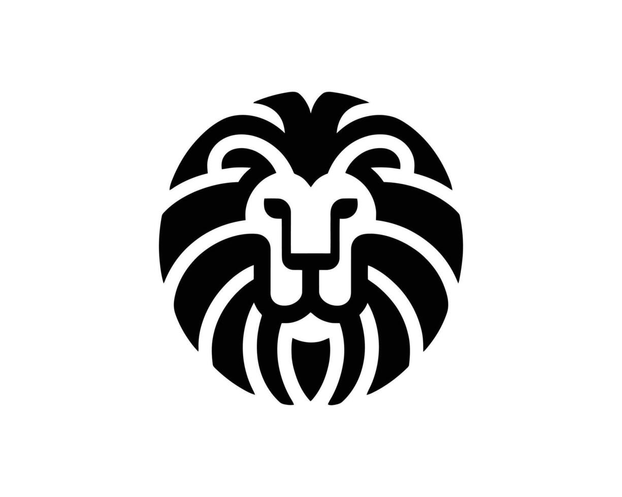 Minimalist Lion Head Logo in Iconic Black and White Playful Style vector
