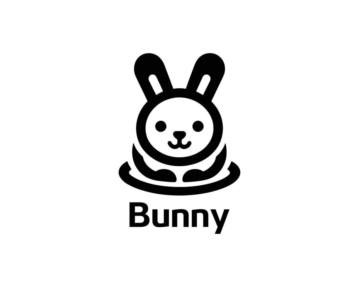 Clean flat bunny icon for kids brand vector