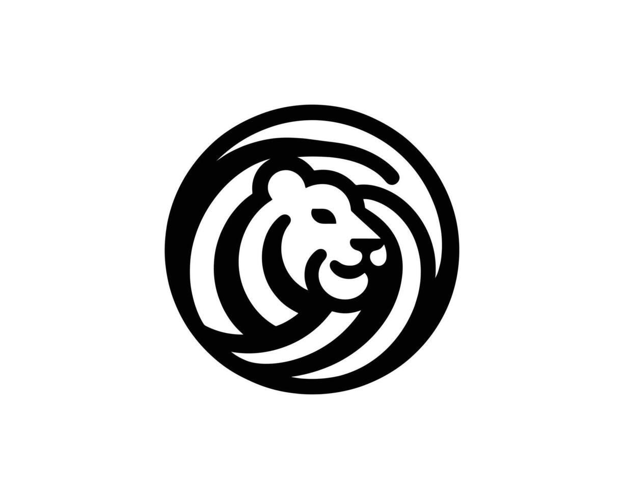 Minimalist Lion Head Icon Logo in Iconic Black and White Style vector