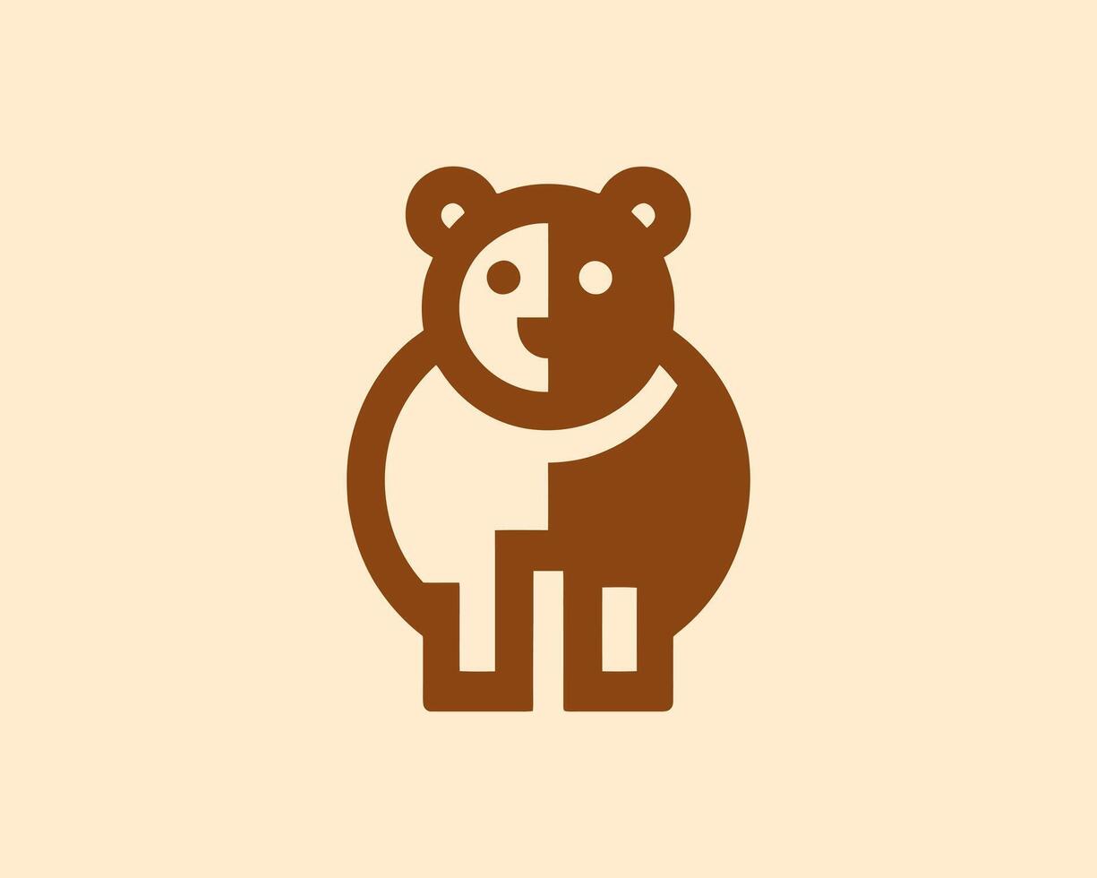 Bear logo icon in simple brown for business use perfect for branding vector