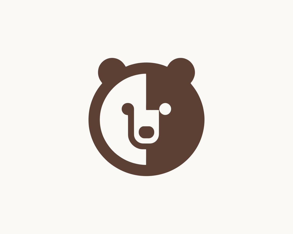 Bear logo in modern dark brown with playful icon style vector