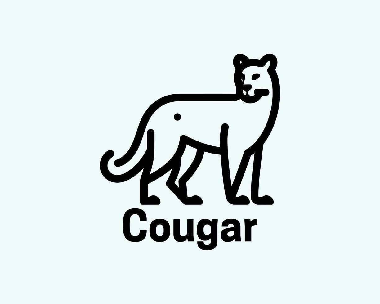 Minimal Cougar Logo with Full Body Pose vector