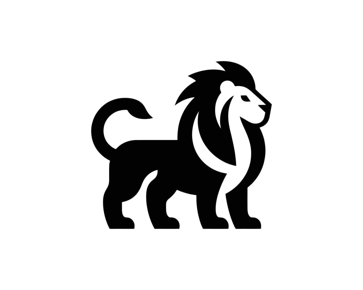 Lion Silhouette Logo in Bold Minimalist Black and White Design vector