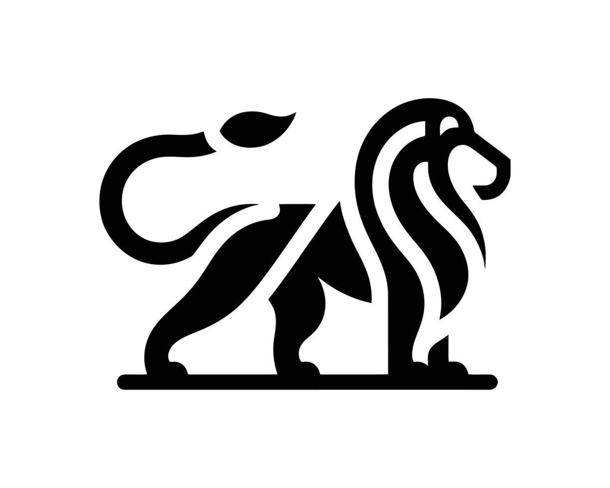 Lion emblem in modern minimalist full body layout vector
