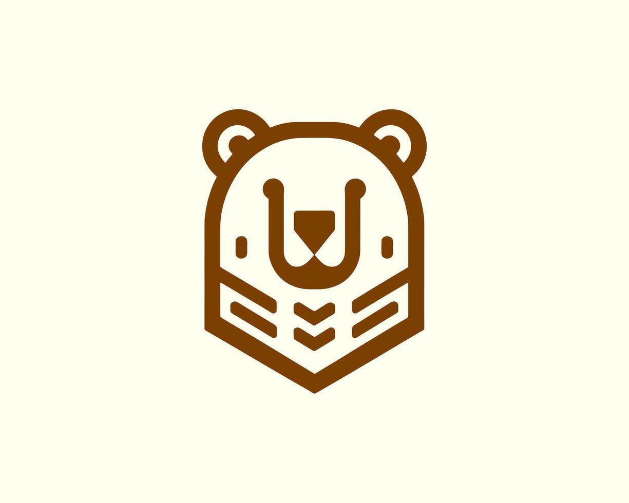 Bear logo professional minimal line art design vector