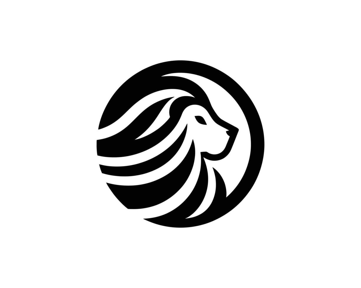 Bold Black and White Lion Head Icon Logo with Minimalist Design vector