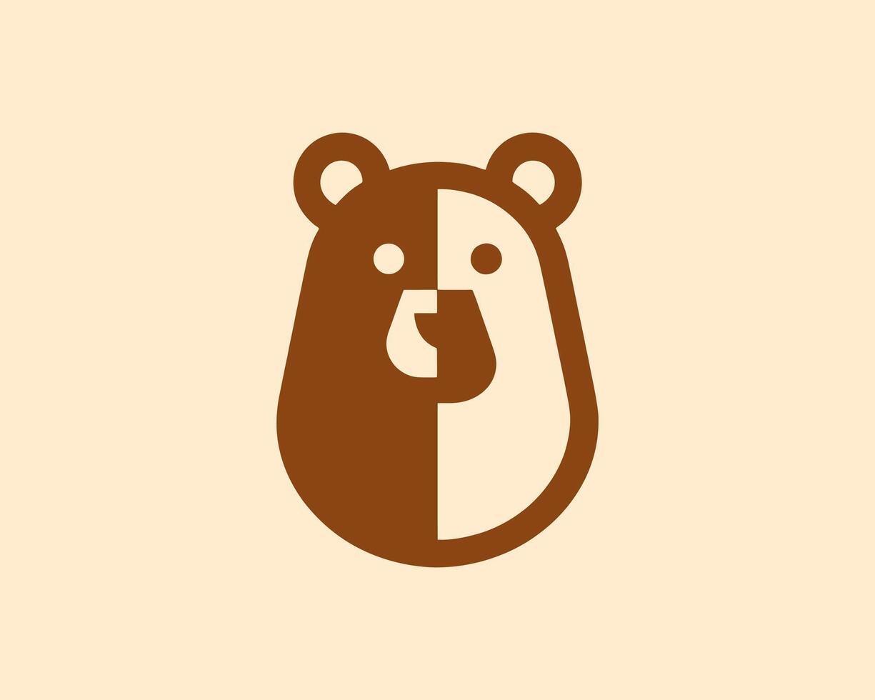 Bear logo in modern brown flat style professional look vector