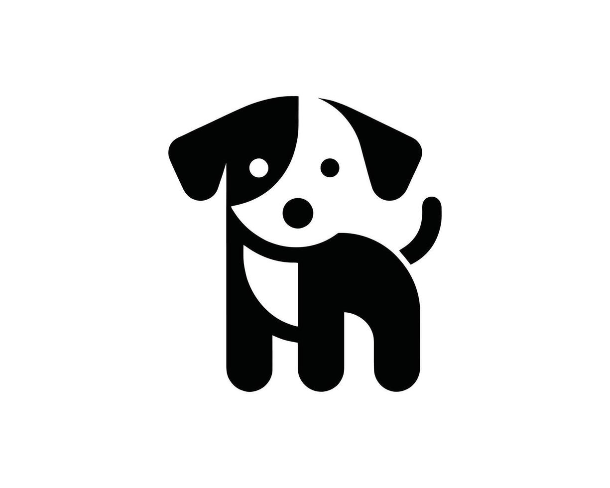 Fun Flat Dog Brand Mark in Black and White vector