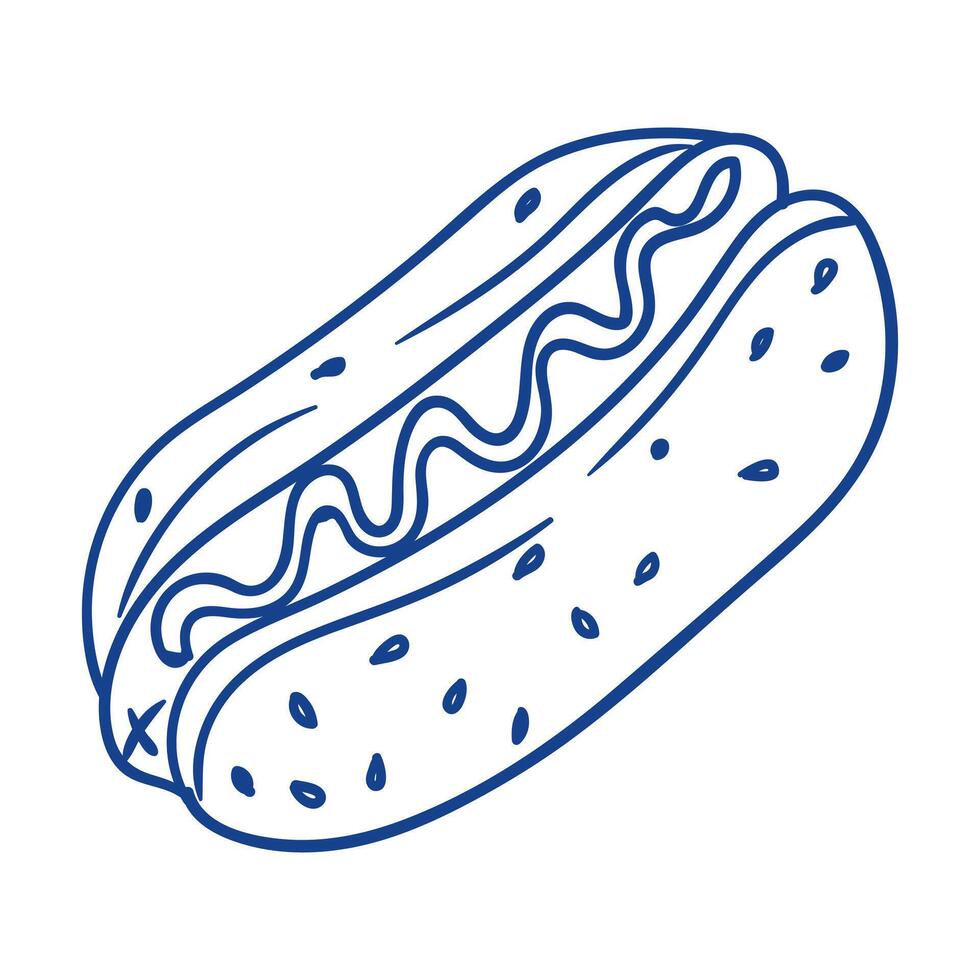 Delicious hot dog with classic toppings served at a summer barbecue gathering vector