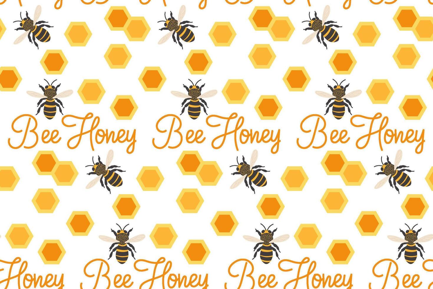 Bee pattern design featuring honeycomb and bees in vibrant yellow tones vector
