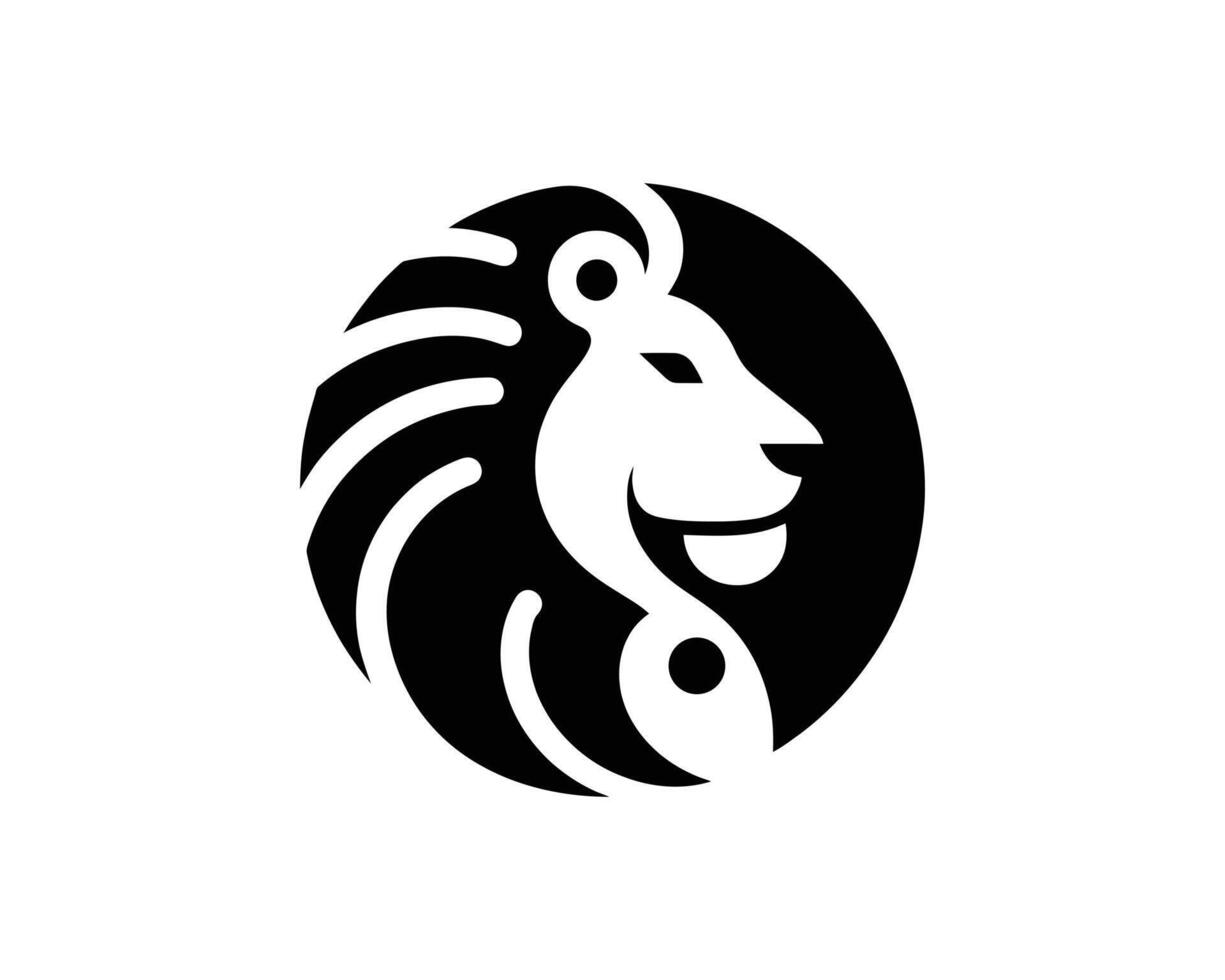 Clean and Playful Lion Head Icon Logo in Black and White Style vector