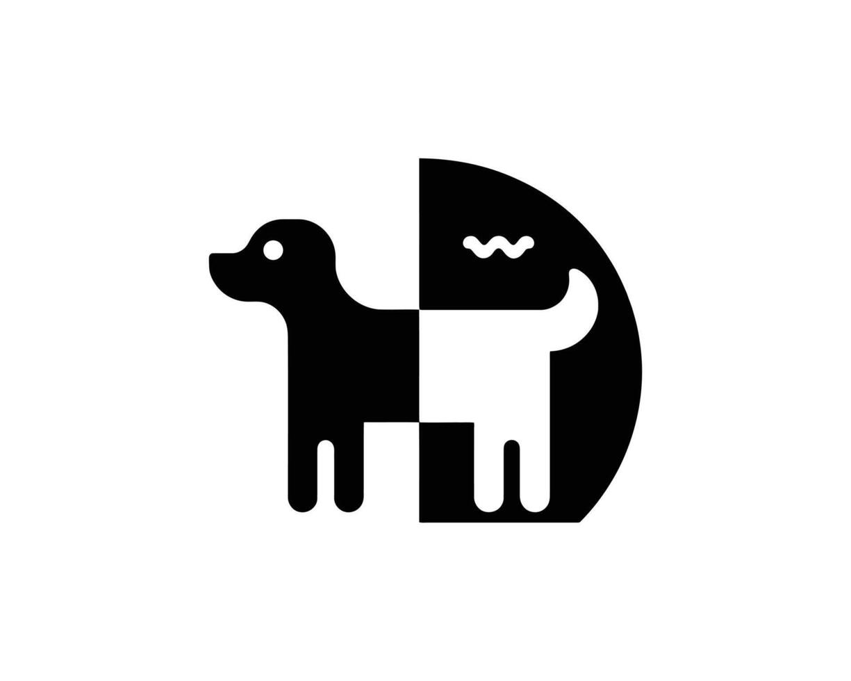 Playful Dog Logo Design in Flat Black and White Style for Pet Branding vector